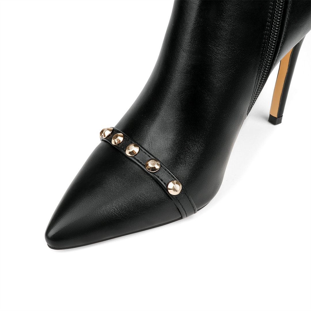 100mm Fashion Zipper Leather High Heels Knee Boots-MERUMOTE