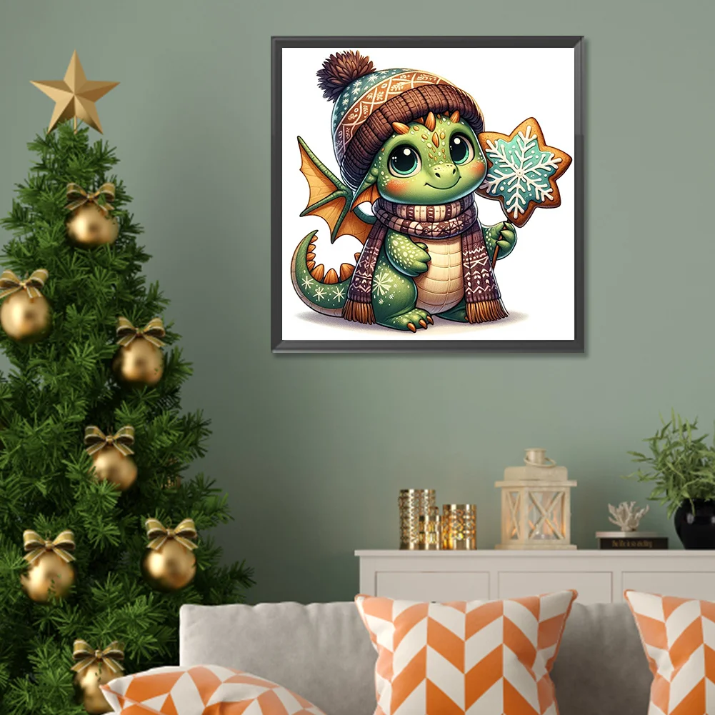 Diamond Painting - Full Round Drill - Xmas Dragon(Canvas|30*30cm)