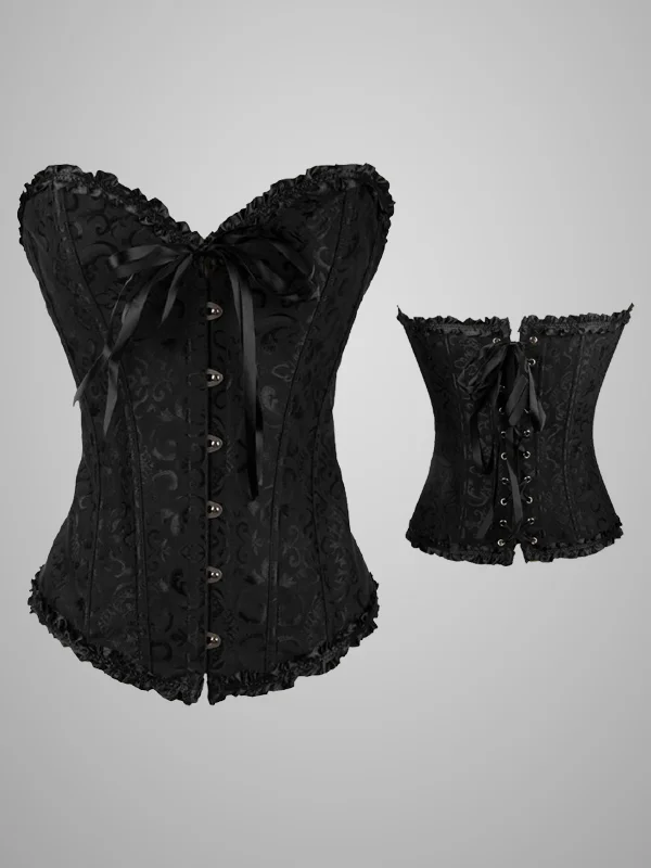 Vintage Gothic Ruffled Bowknot Embossed Corset