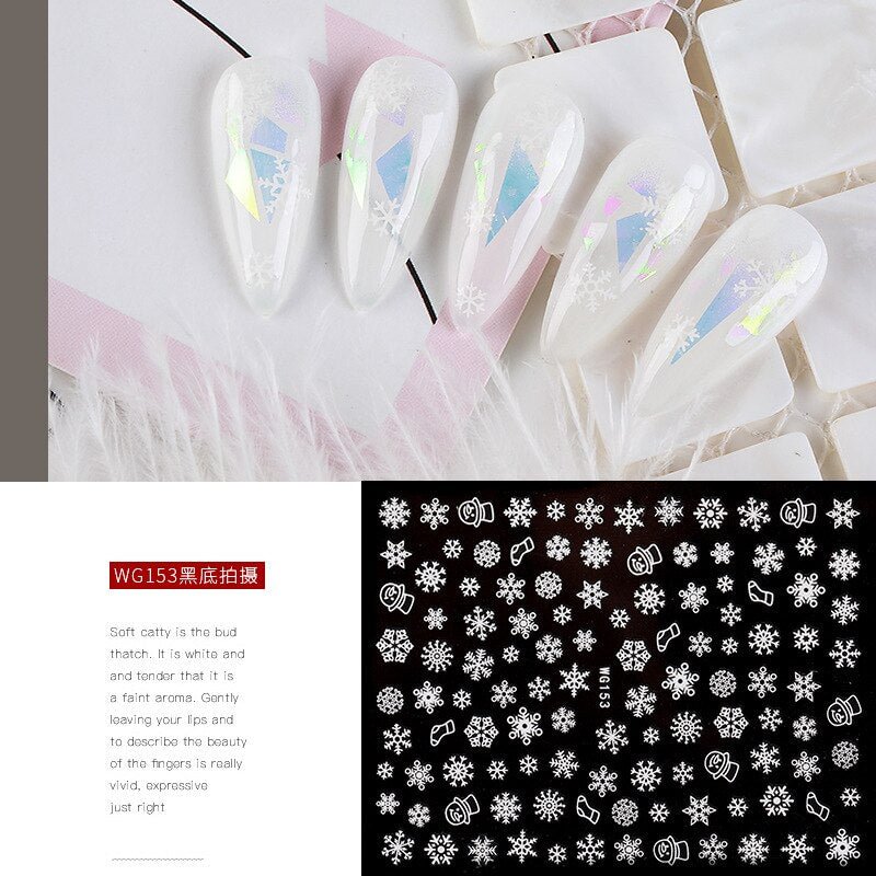 Christmas Winter Snowflake Nail Art Applique Decoration Self-adhesive Nail Stickers Manicure Design White Snowflake Sticker