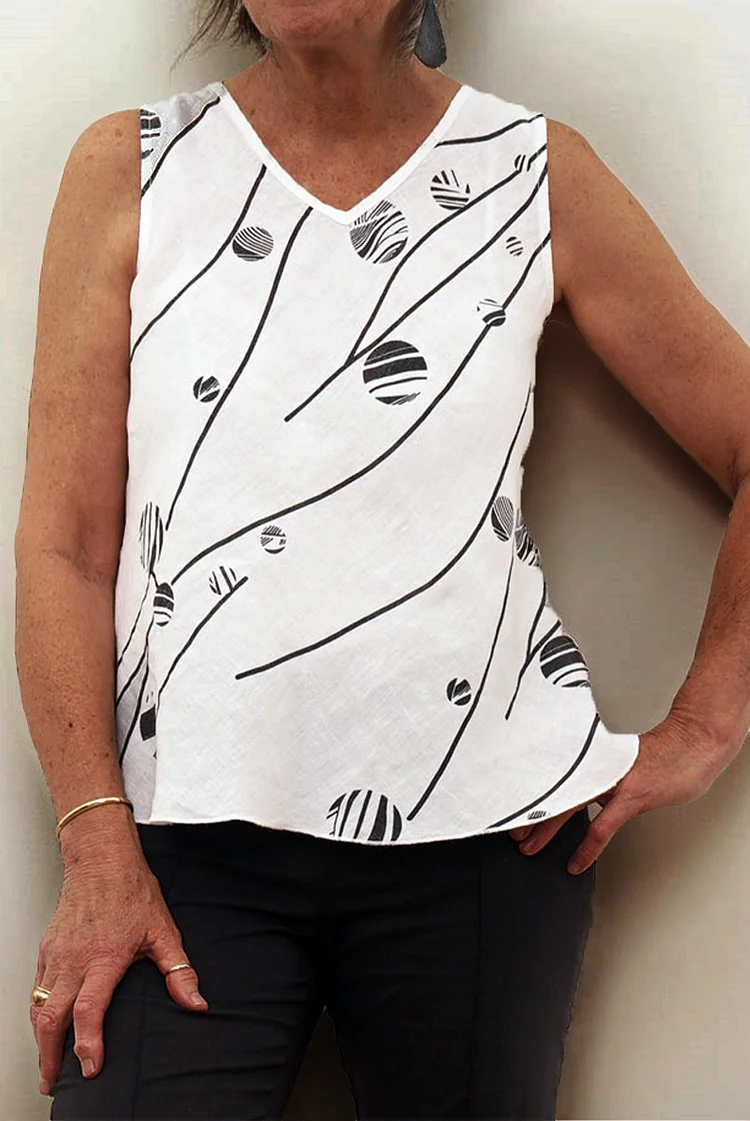 Sleeveless V Neck Shirt