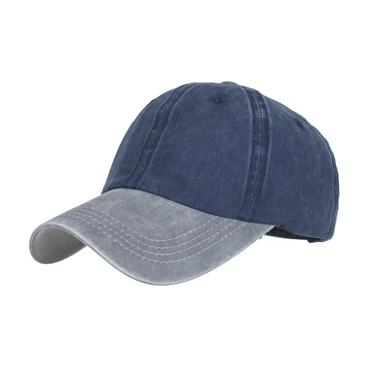 Splicing Washed Material Shade Men Adjustable Baseball Cap Stitching Color Spring Summer Sun Protection Snapback Dad Hat
