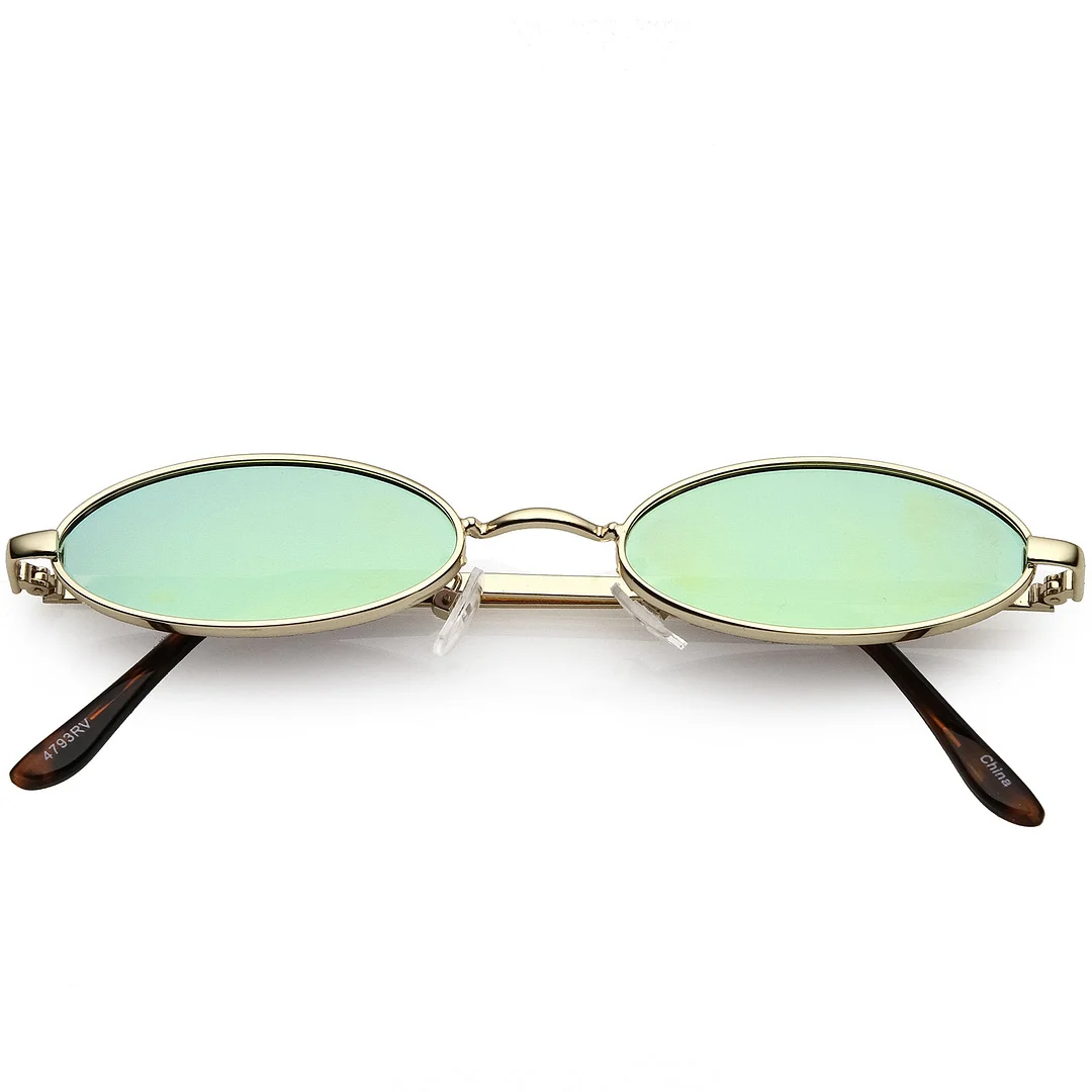 Extreme Small Oval glasses Color Mirrored Flat Lens 51mm