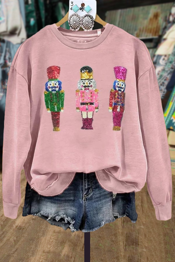 Casual Nutcracker Print Crew Neck Sweatshirt