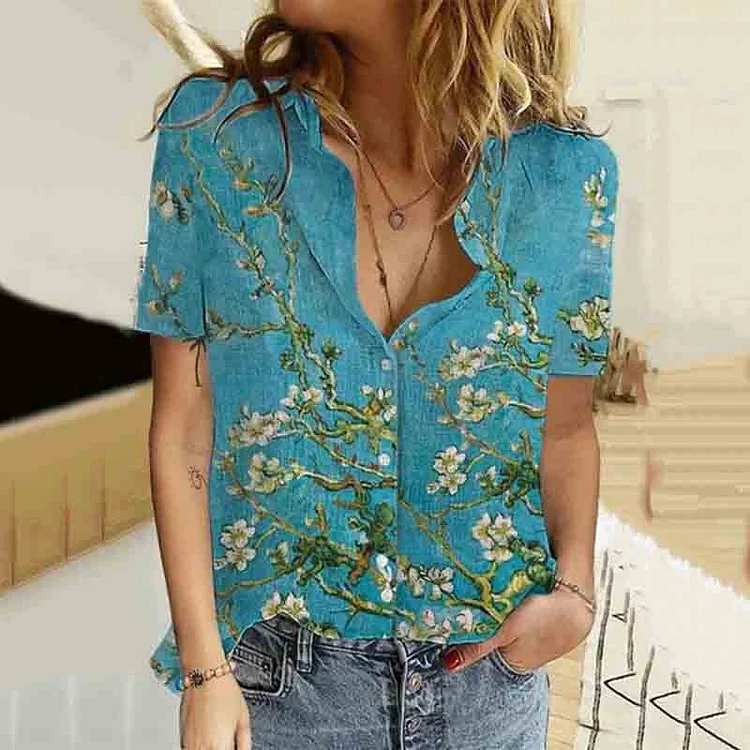 Oil Painting Print Casual Shirt