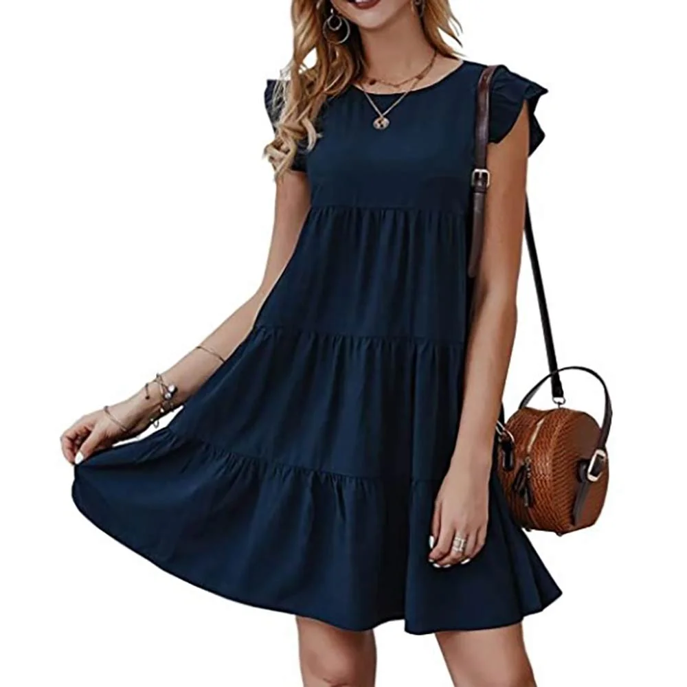 WildPinky 2021 New Boho Style A-line Ruffles White Summer Dress Women Vacation Beach Sleeveless Elegant Mini Dress Vestidos