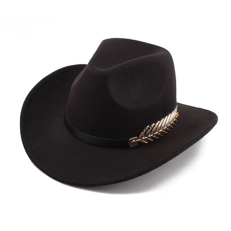 Ethnic Style Topper Hat Western Cowboy Hat Tibetan Tibetan Performance Hat Woolen Hat Central Retro Woolen Hat