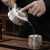 Multifunctional Ceramic Teapot Sterling Silver Side Handle Teapot Fairness Cup Kung Fu Tea Set Silver Plated Health Anti-Scalding Teapot Portable Travel Tea Set