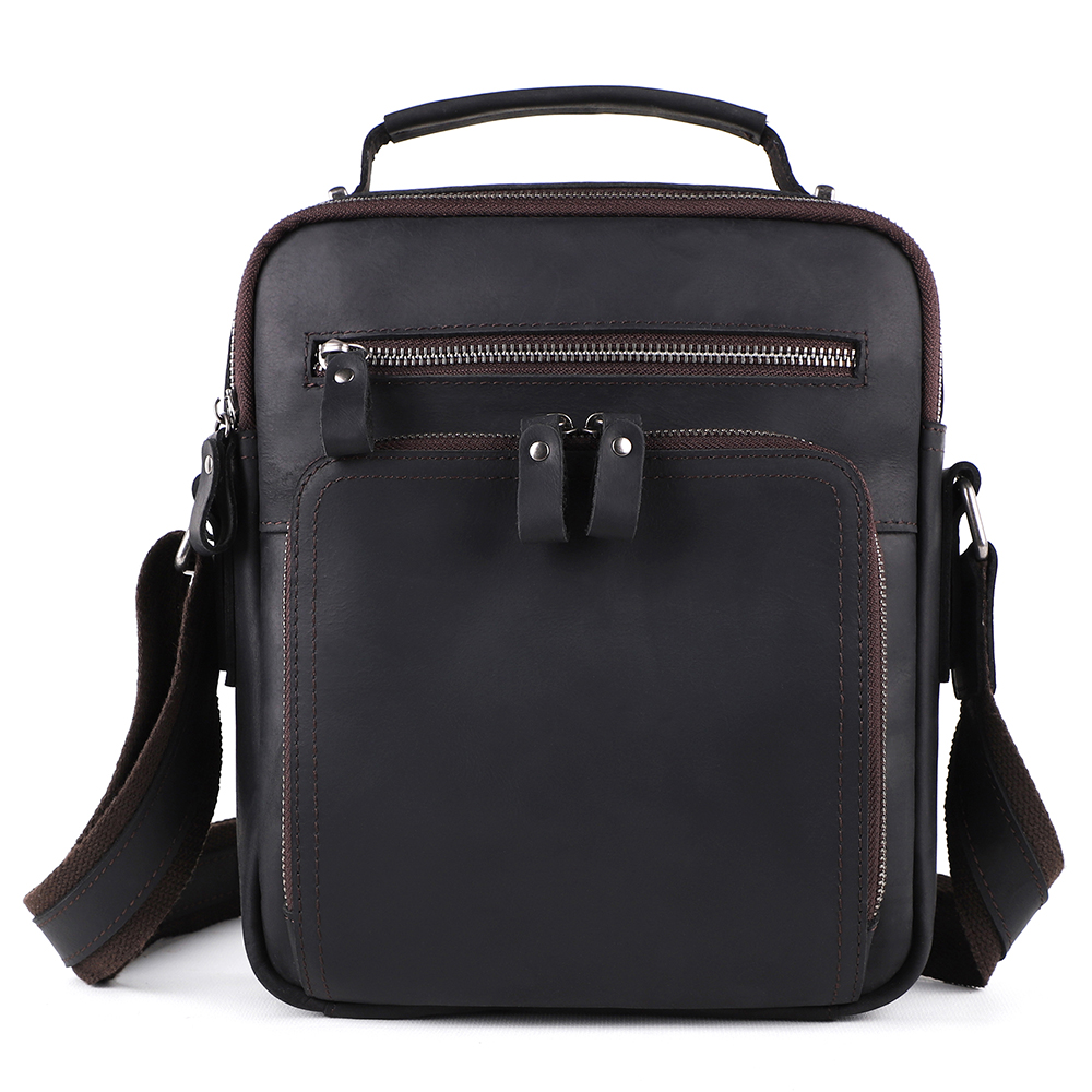 Men's messenger bag casual retro large capacity genuine leather bag
