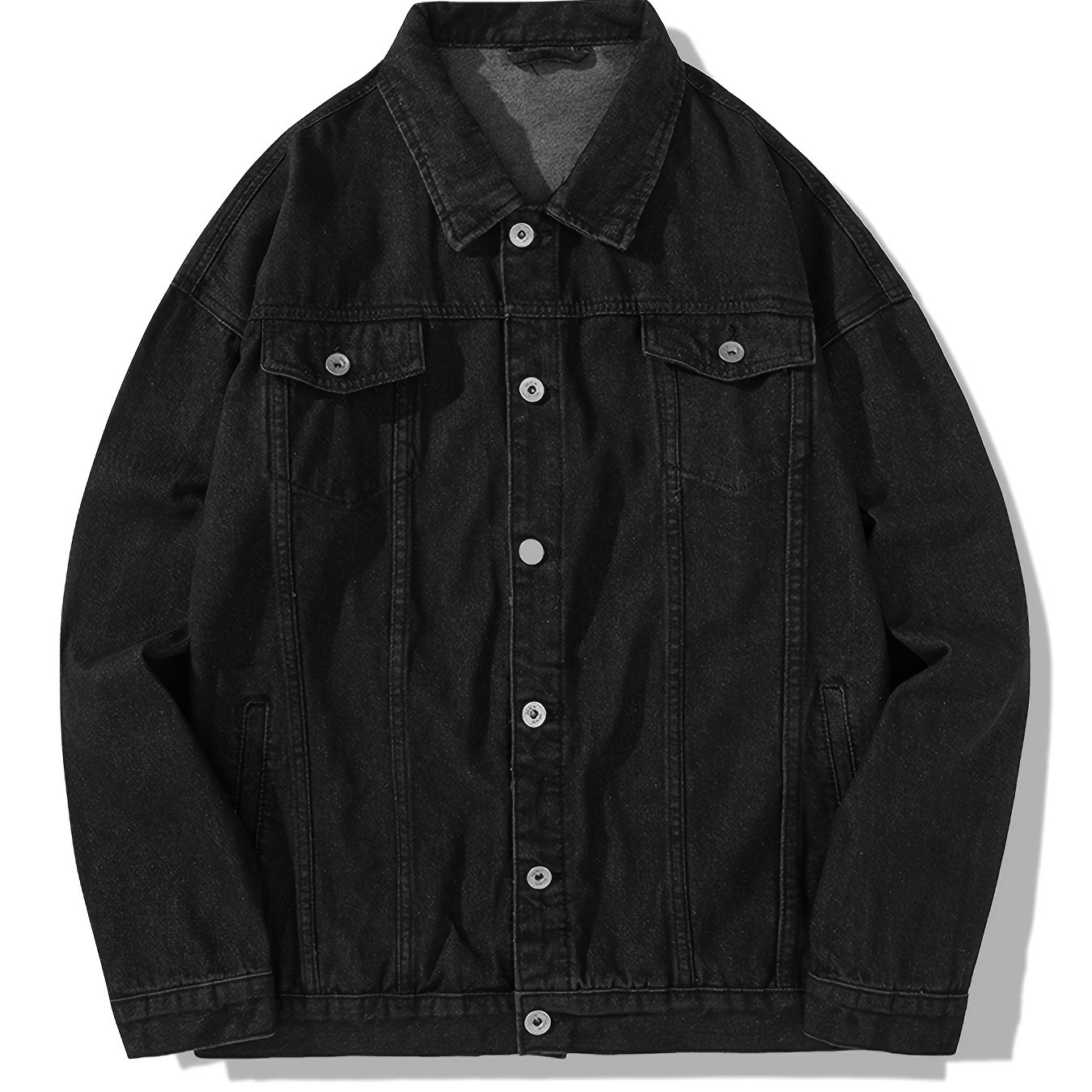 Men's Chic Denim Jacket, Casual Street Style Button Up Jacket With Pockets