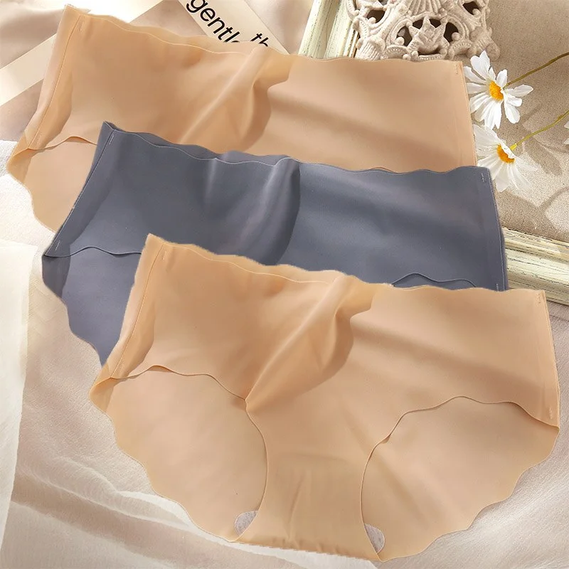 3PCS/Set Sexy Panties Women Seamless Underwear Female Briefs Underpants Invisible Intimates Lingerie One-Piece Low Waist Pantys