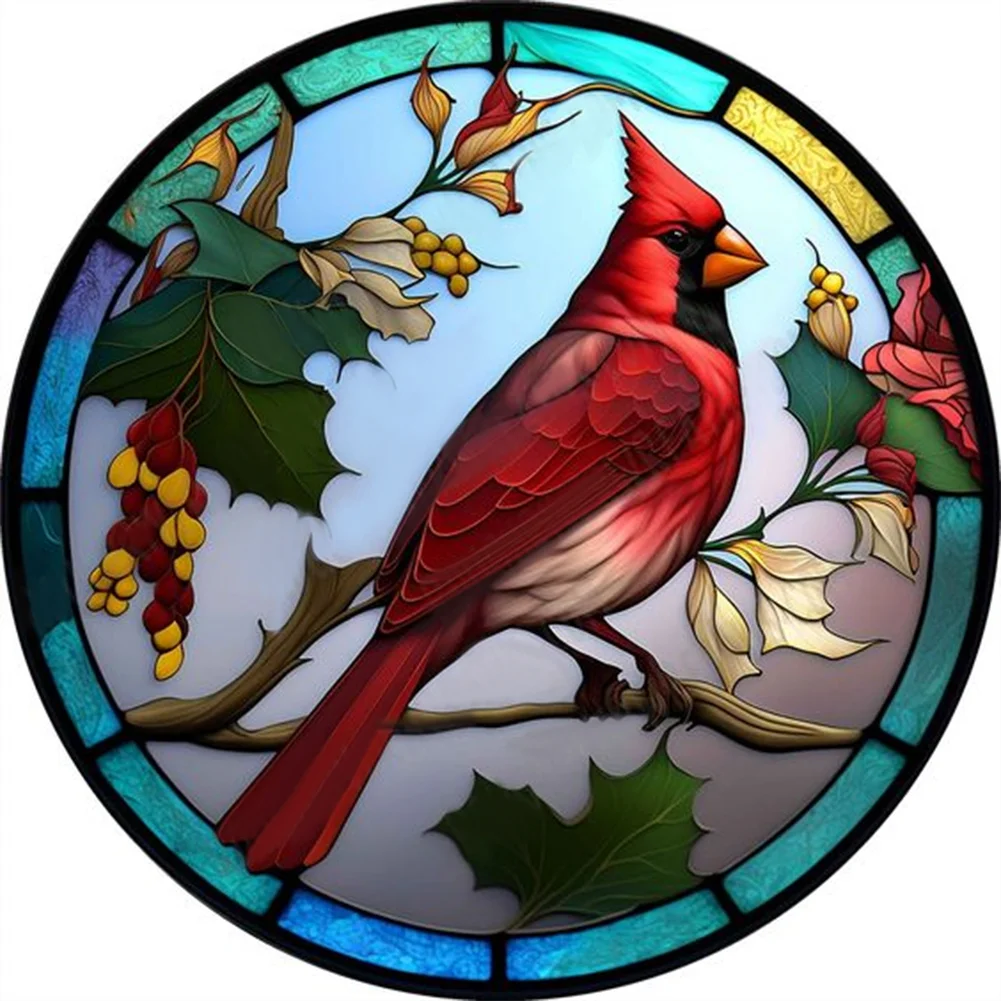 Diamond Painting - Full Round - Stained Glass Cardinal(30*30cm