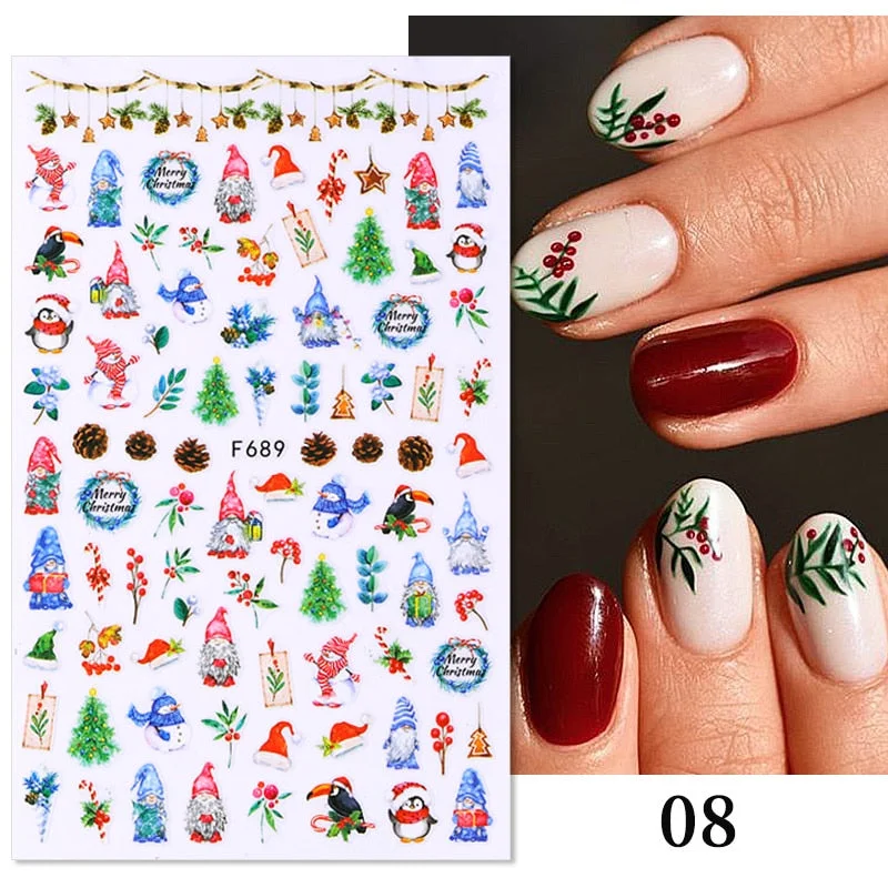 3D Christmas Nail Art Decoration Stickers Halloween Pumpkin Skull Geometry Snowflake Winter Design Slider Nail Foils Manicures-Nail Inspo
