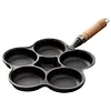 5 Round Holes Egg Frying Pan Cast Iron Omelet Pan for Gas Stove Induction Cooker