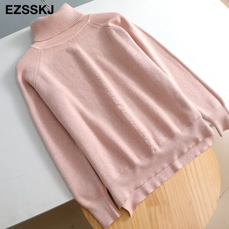 Autumn winter women's turtleneck loose warm women's sweaters 2021 women's jumper long sleeve thick sweater oversize female