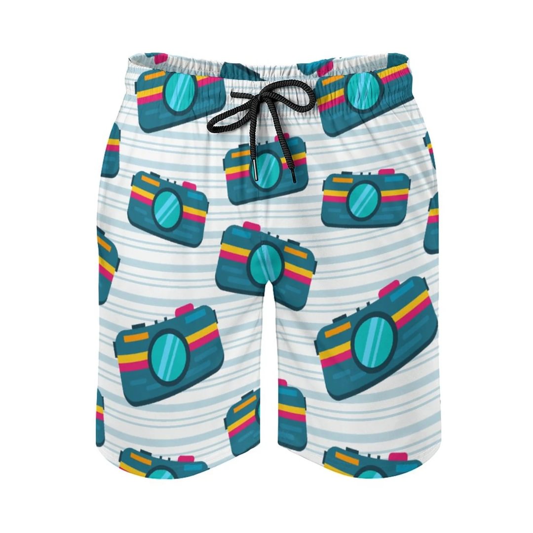 Pocket Camera Men's Beach Shorts Summer Swim Trunks Quick Dry Short Swim Trunks Swim Trunk