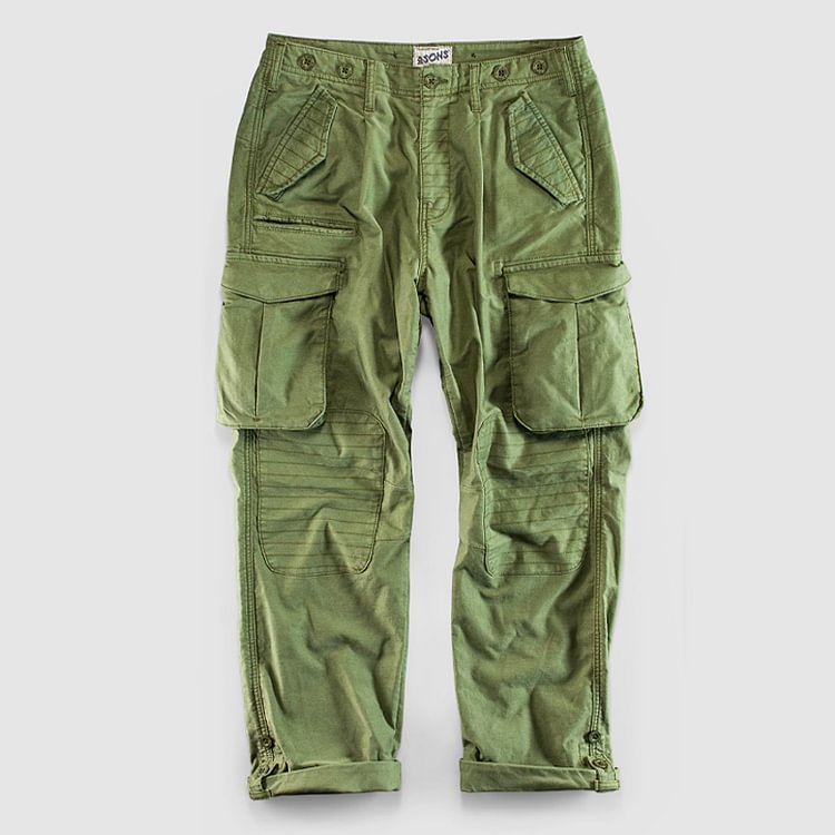 50s Multi-pocket 8.5oz. Carded Cotton Wide Leg Casual Pants