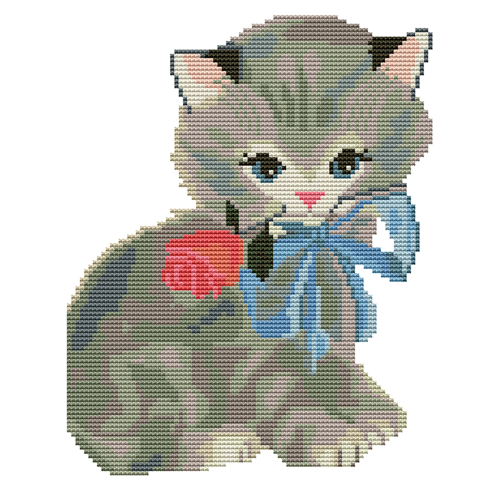 

Cat Rose - 14CT Counted Cross Stitch - 22*26CM, 501 Original