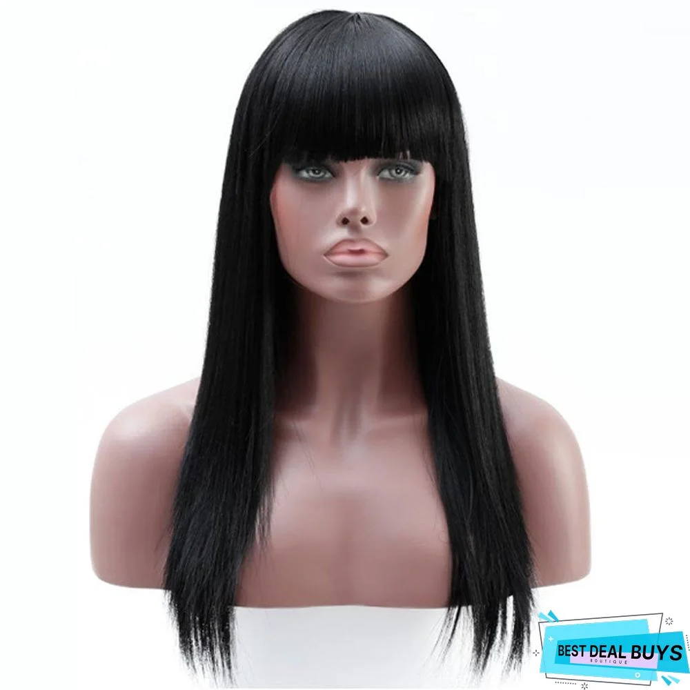 Wig Female Long Straight Hair Black High Temperature Silk Chemical Fiber