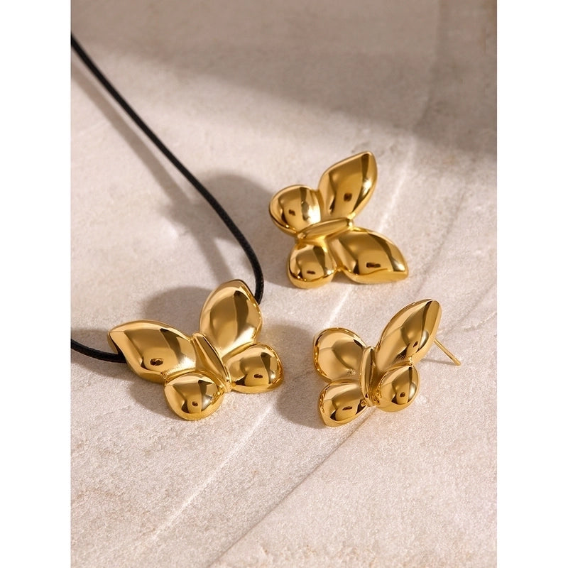 Minimalist Classic Style Butterfly 304 Stainless Steel Jewelry Set