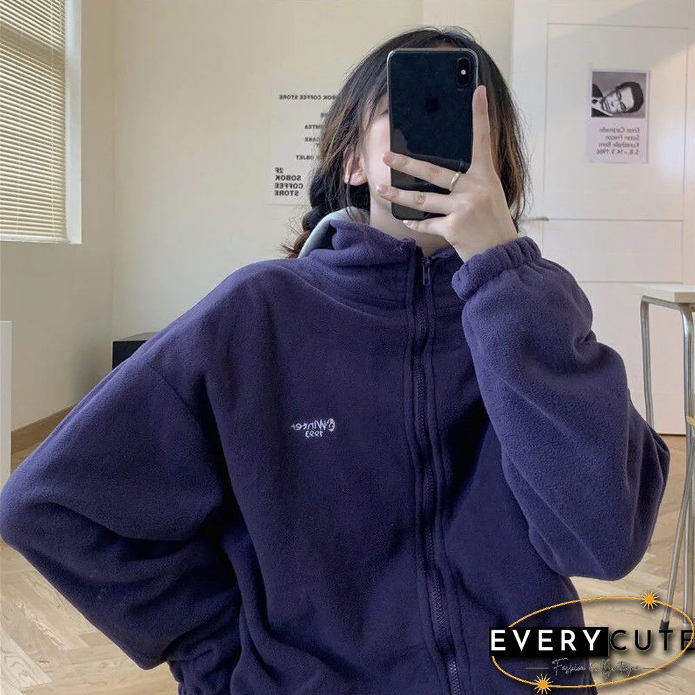 Harajuku Long Sleeve Oversized Hooded Sweatshirts Women Winter Vintage Clothes Woman Warm Thick Jacket Sweetshirt Zip Up Hoodies