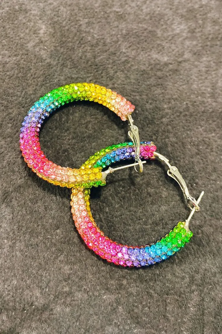 Festival Rhinestone Rainbow Ring-Shaped Earrings 2024 - Xpluswear