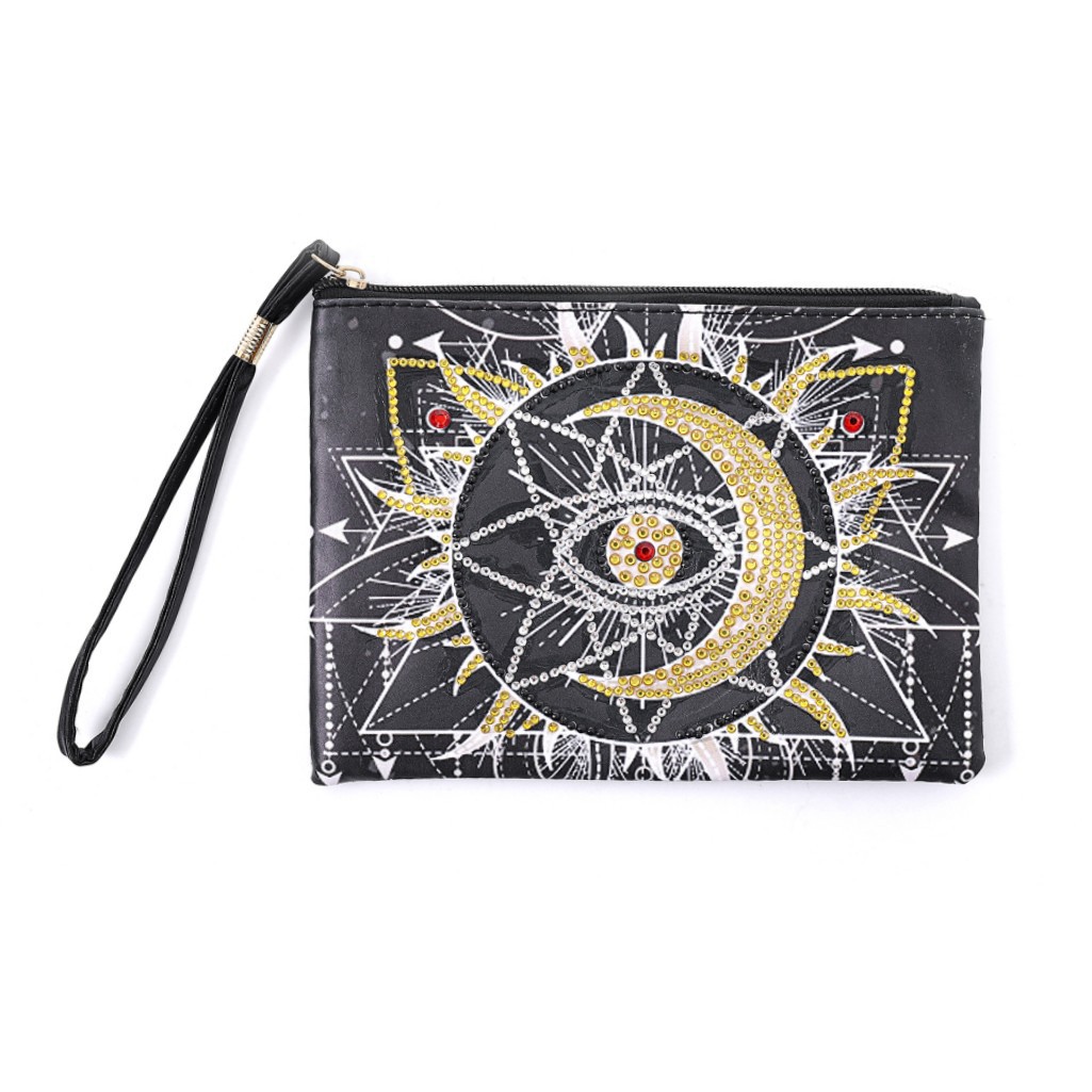 1 piece 5D DIY diamond painted handbag makeup bag, moon style handmade diamond art craft bag