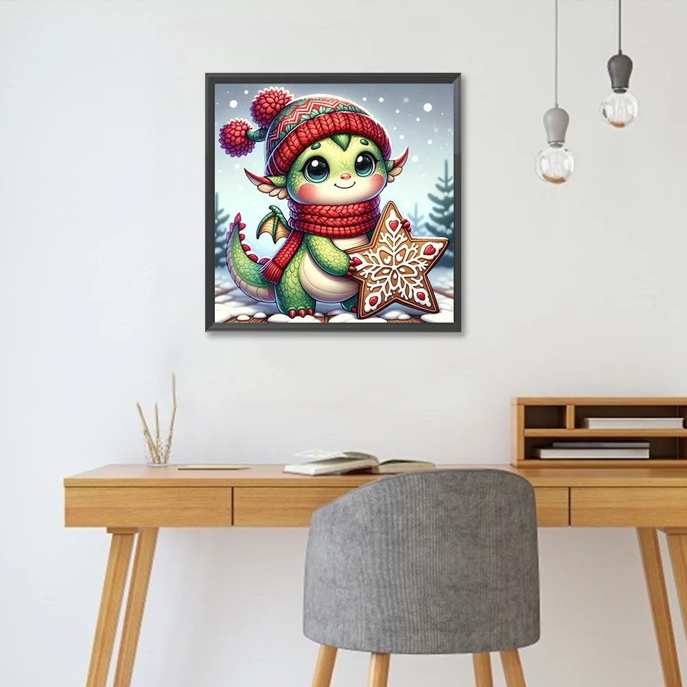 Full Round Diamond Painting 30*30cm - Dragon On The Snow