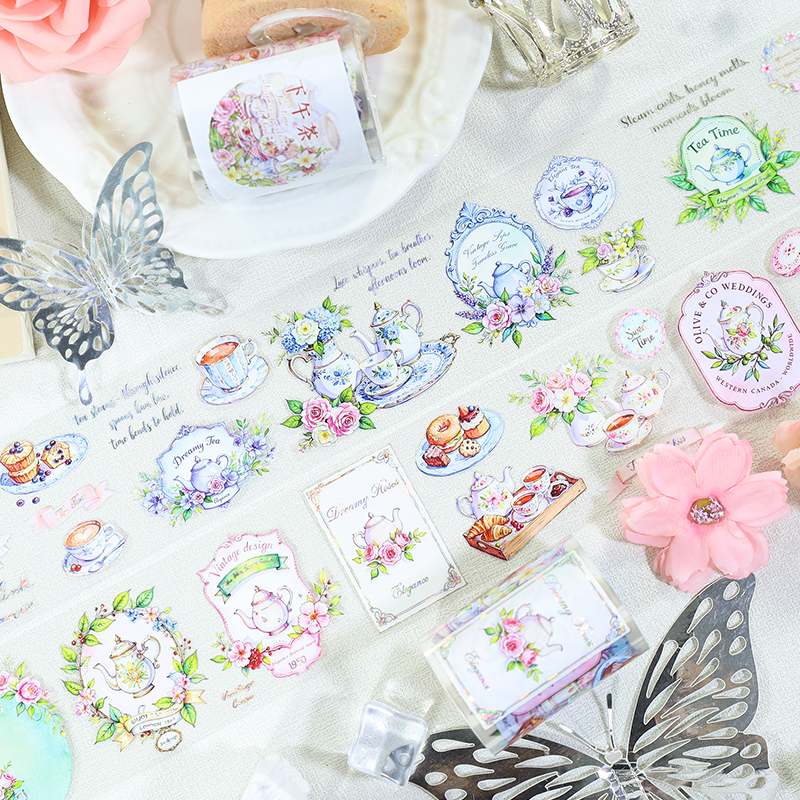 PET 테이프 - 60mm*200cm 빈티지 애프터눈 티 플라워