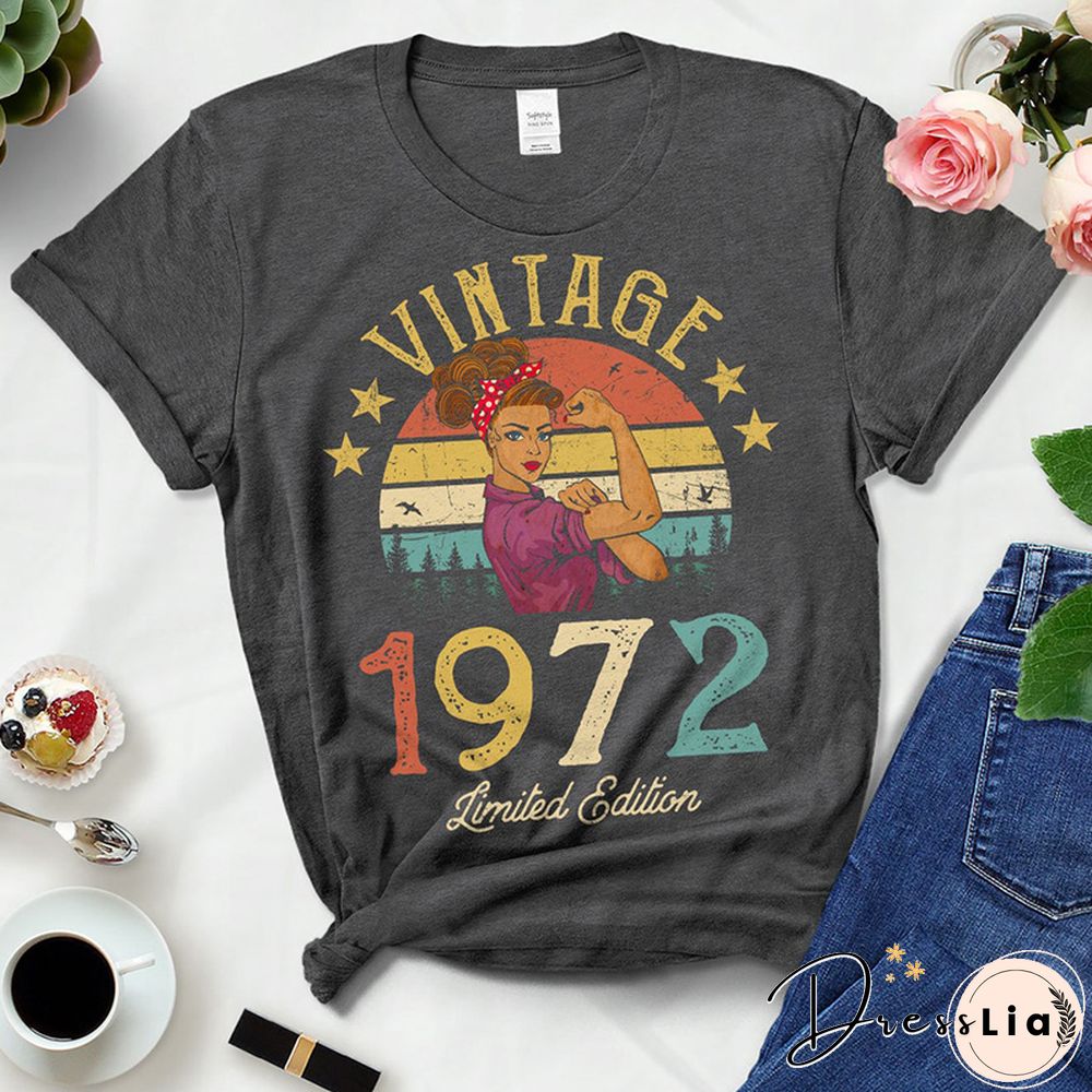 Vintage Retro 1972 Limited Edition Summer Fashion Outfits Women T Shirts 50th 50 Years Old Birthday Party Ladies Clothes Tshirt