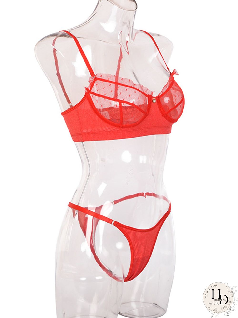 Lace Mesh Eyelashes Lace Sling Lingerie Set
