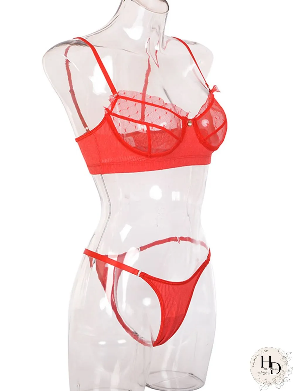 Lace Mesh Eyelashes Lace Sling Lingerie Set