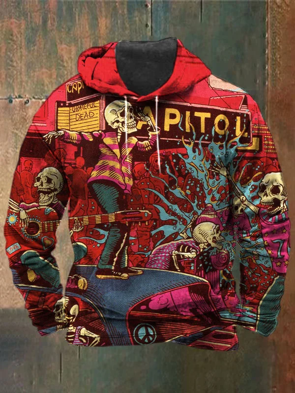 Unisex Skull Print Heavyweight Hoodies