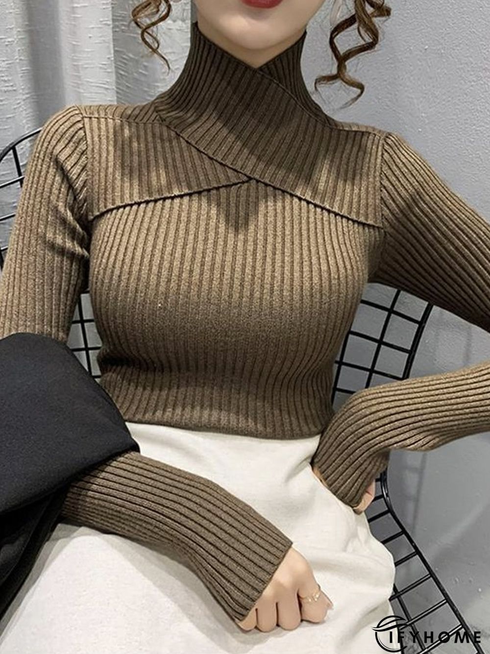 Turtleneck Elegant Long Sleeve Tight Sweater | IFYHOME