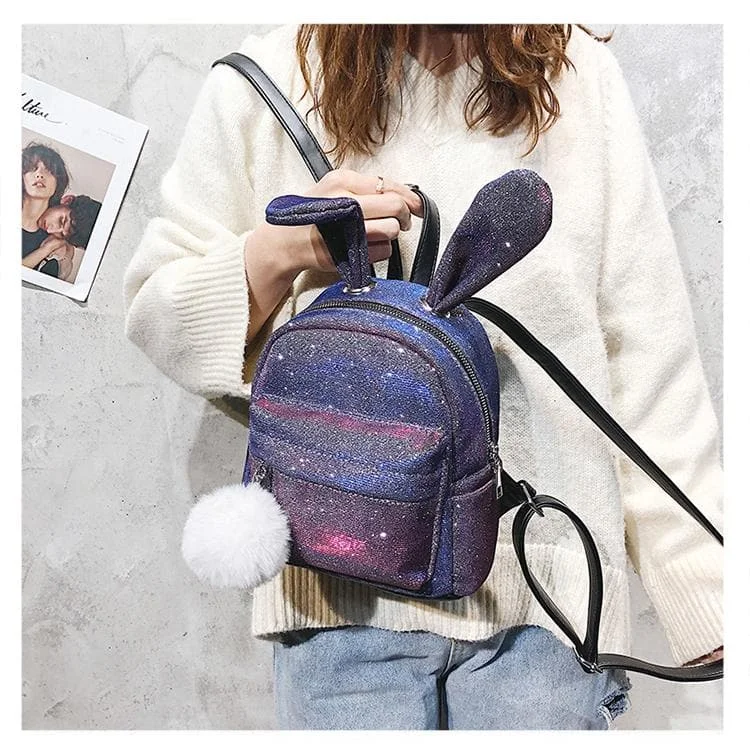 5 Colors Kawaii Paillette Bunny Ears Backpack SP14055