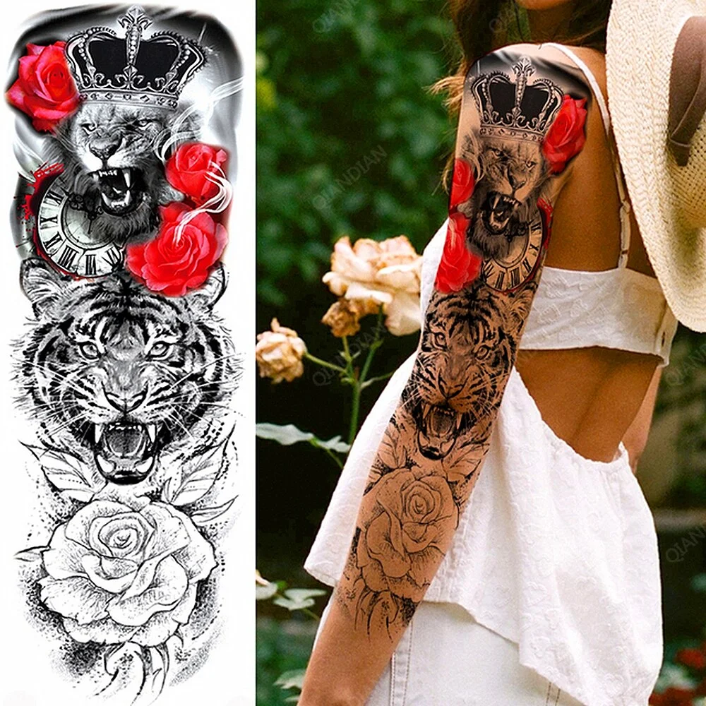 Sdrawing Women Waterproof Temporary Tattoos Stickers Thighs Cool Hipster Skull Mermaid