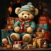 Diamond Painting-Round AB Drill Xmas Gift Bear(45*45CM)