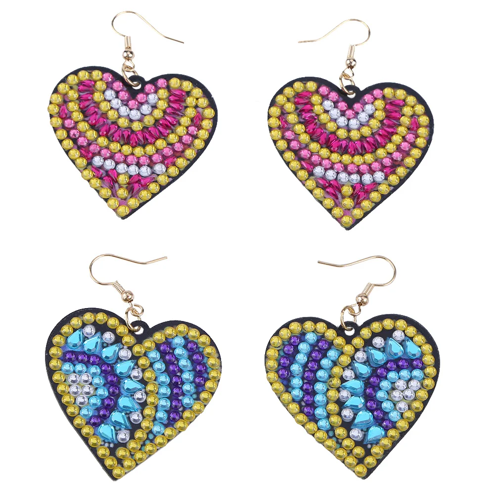 4PCS 5D DIY Diamond Painting Heart Drop Earrings(Double-sided)