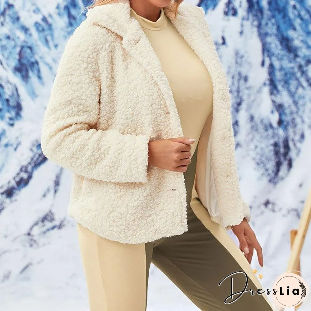 Beige Chic Warm Button Coat