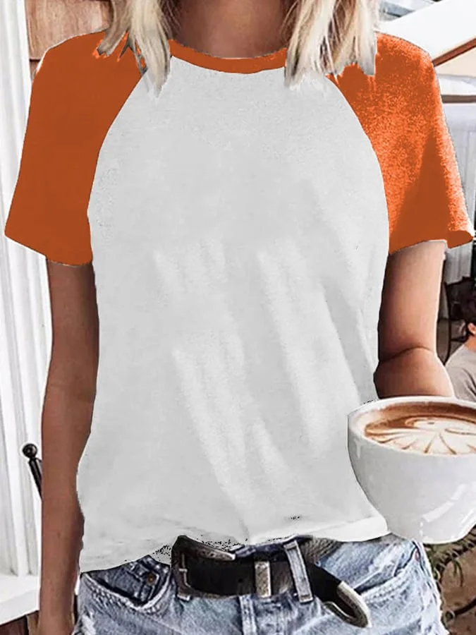 Women's Casual Colorblock Print Short Sleeve T-Shirt