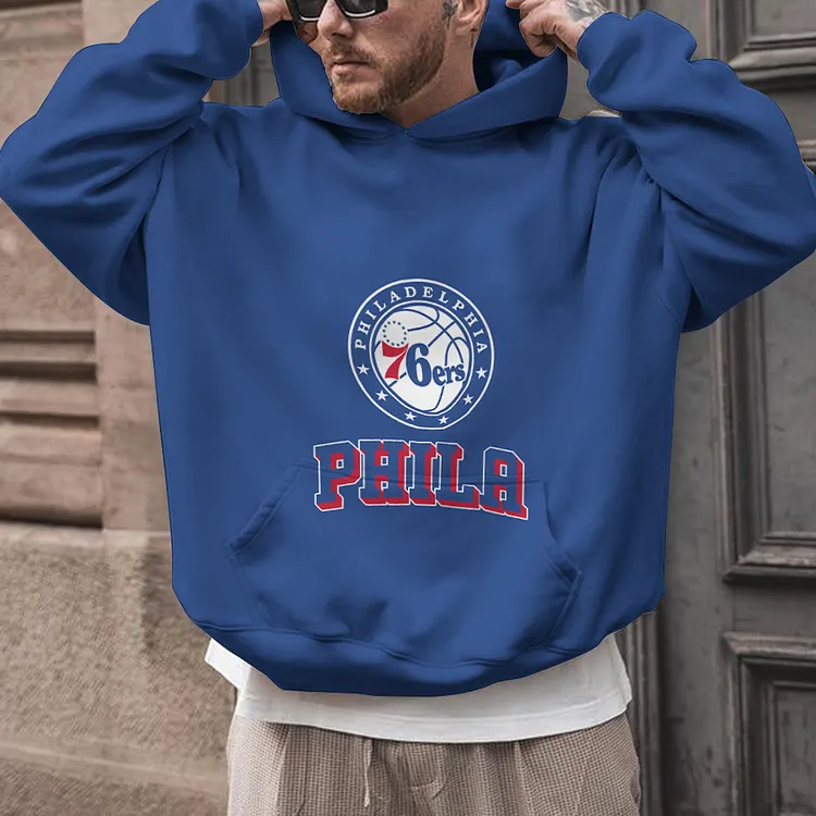 Philadelphia 76ers Printed Hooded Pocket Pullover Hoodie