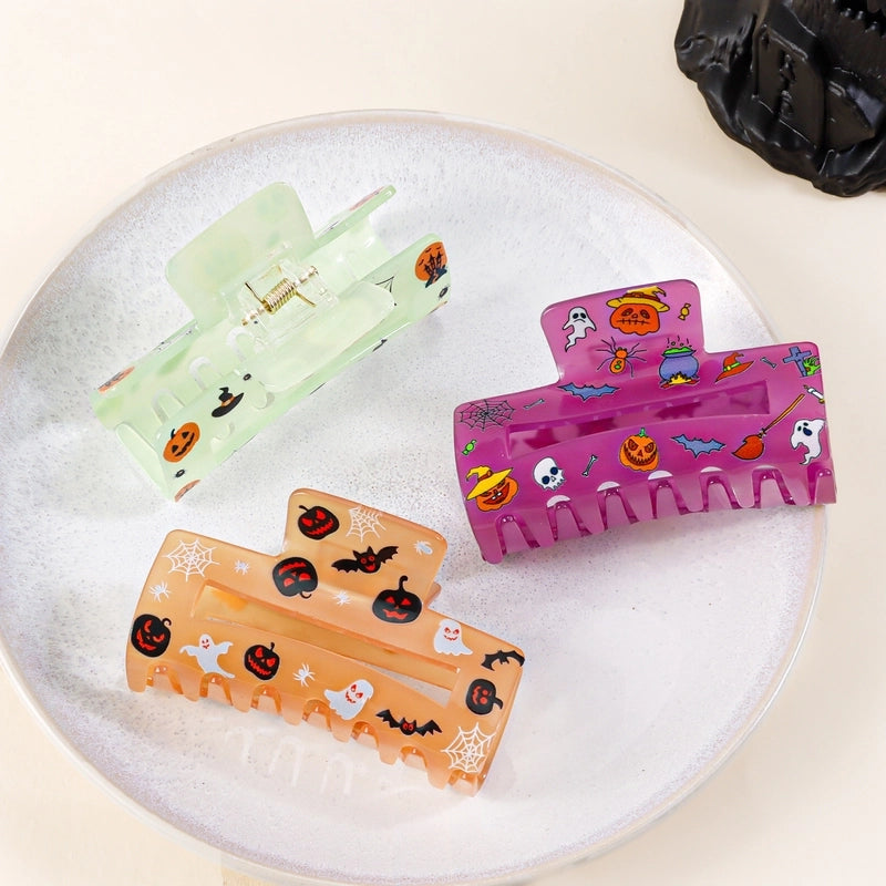 Women’s Minimalist Classic Style Color Block PVC Hair Claws