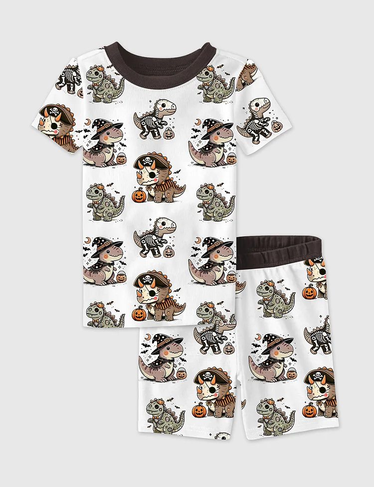 Kid's Halloween Dinosaurs Short Sleeve Pajama Set