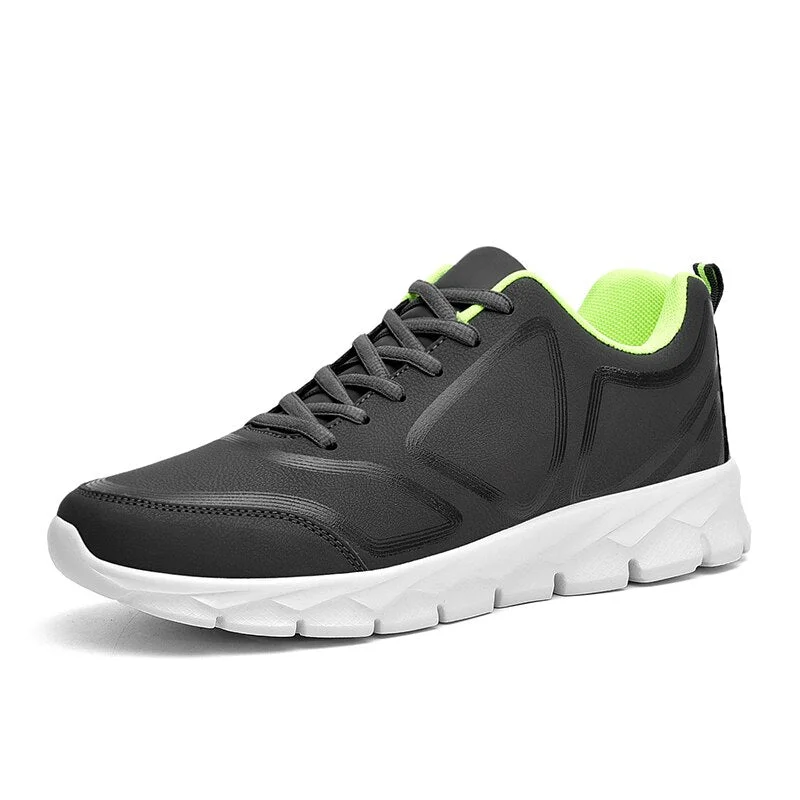 Running Shoes For Men Popular Style PU Leather Light  Fashion EVA Lace Up Sneaker Casual Shoes Male Breathable Outdoor Flat Walk