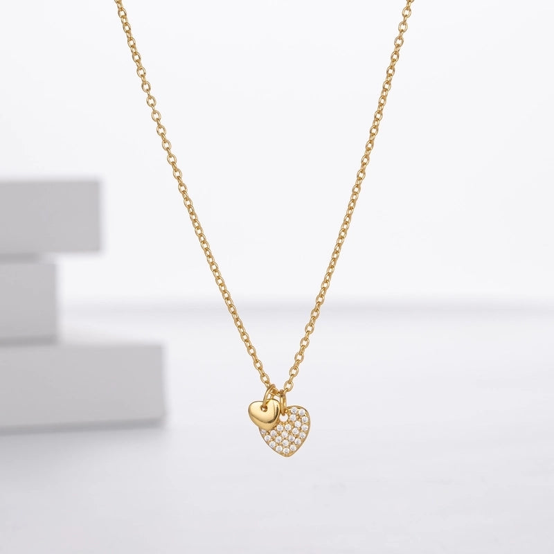 925 Sterling Silver 925 Sterling Silver Rack Plated Plated Long-Lasting Plated Zircon Inlay Heart Shape Pendant Necklace