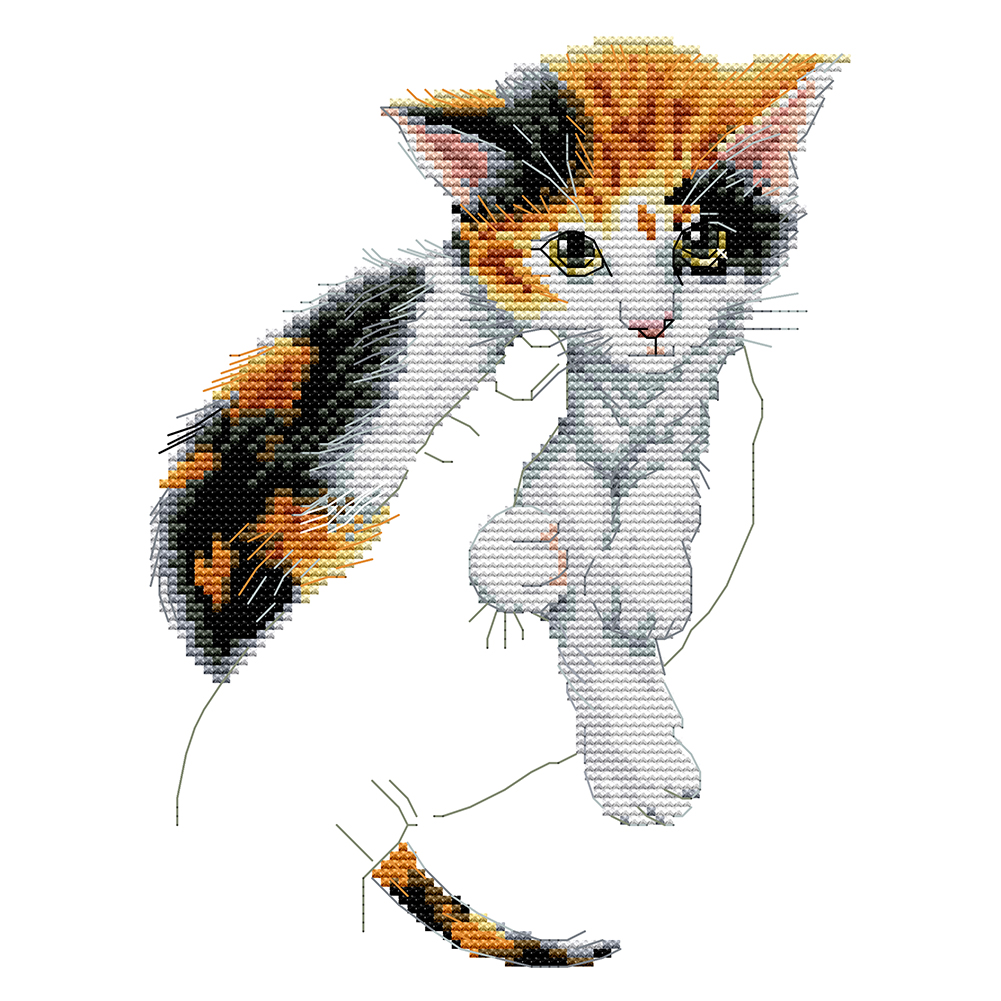 

Cat in Palm - 14CT Stamped Cross Stitch - 21*28CM, 501 Original
