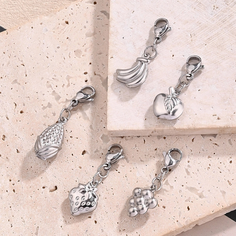 1 Pc/Package 13x11mm 15.5x12mm 15x11mm 304 Stainless Steel Apple Strawberry Banana Polished Pendant Jewelry Accessories