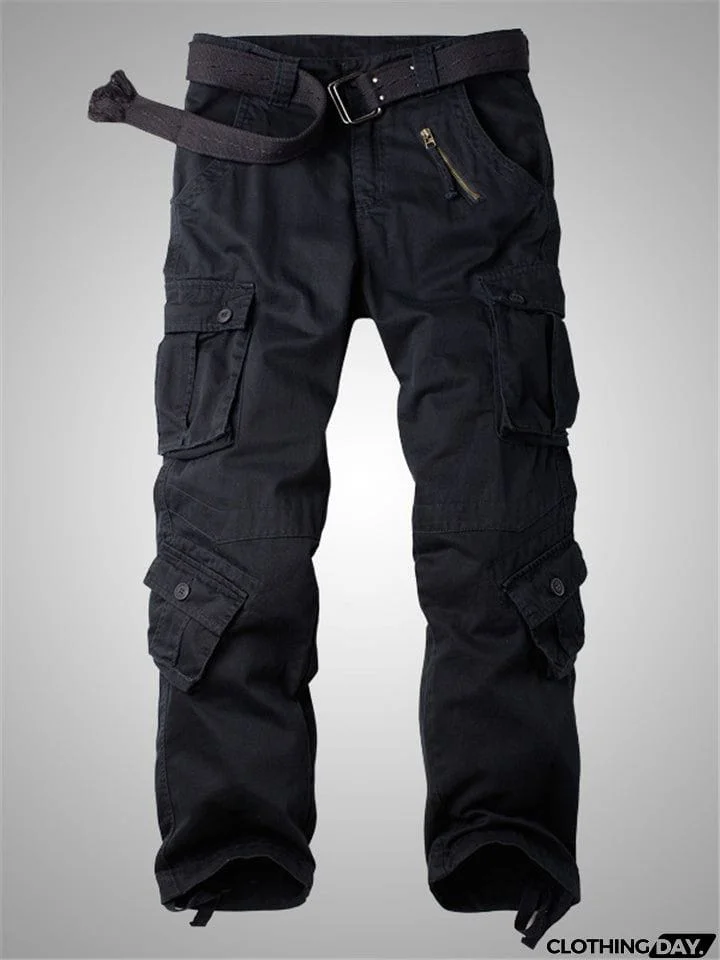 Men's Loose Straight Outdoor Multi-Pocket Cargo Pants
