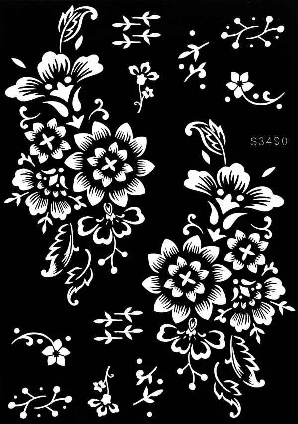 Sdrawing Drawing Henna Template for Hand Henna Tattoo Stencil Flower Tattoo Design for Women Wedding Festival Party Tatoo Tools