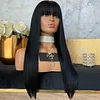 Glueless Natural Black Long Straight Wig With Bang